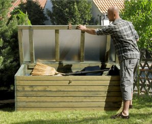 Coffre de rangement extérieur en bois traité – 188 x 78 x 70 cm