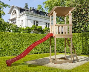 Aire de jeu extérieure avec toit 1 pente avec toboggan et bac à sable – Weka