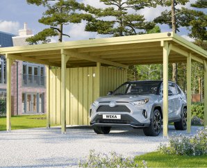Carport en kit pour voiture avec remise de jardin intégrée -  5,1 x 4,3 m - Weka