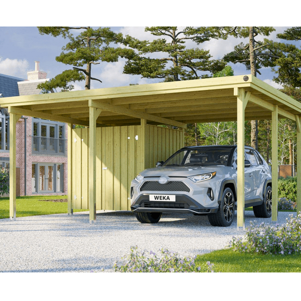 Carport en kit pour voiture avec remise de jardin intégrée -  5,1 x 4,3 m - Weka