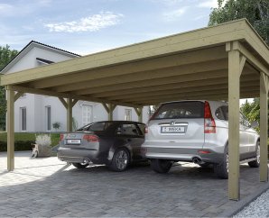 Kit carport en bois autoportant 2 voitures -  6 x 6,2 m - Weka