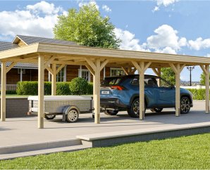 Abri de voiture en bois autoportant - 3,3 x 8,3 m - Weka