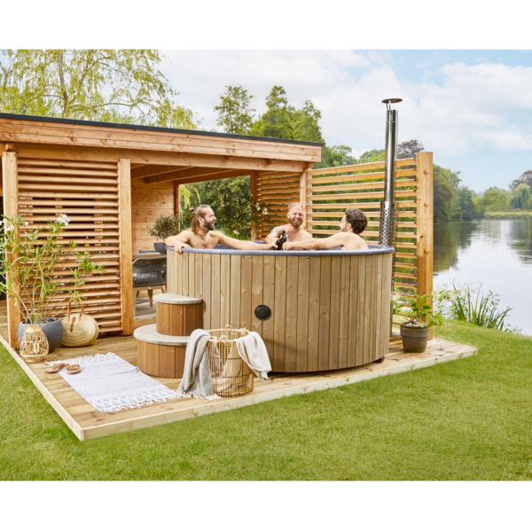 Bain nordique traditionnel à remous en bois thermowood - 8 places - DELUXE XL