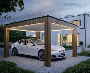 Carport simple ou double pin rouge Thermowood de 15 à 30 m2