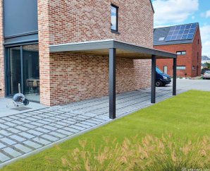 Carport voiture en bois composite adossé - Gardival