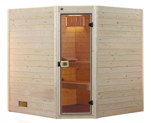 Sauna d'intérieur traditionnel ÖLAND 3 | 4 places | Poêle compact 6,8 KW | 189 x 172 - H 203 cm