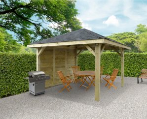 Kiosque tonnelle de jardin 3,472 x 3,472 m traité – SOLID