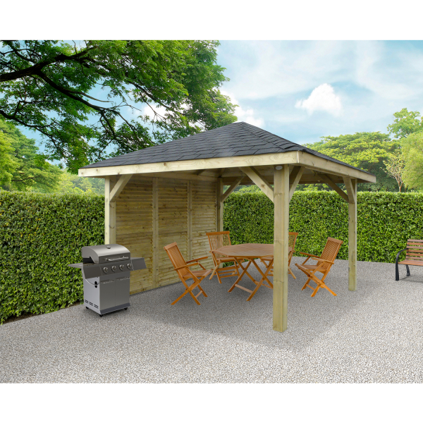 Kiosque tonnelle de jardin 3,472 x 3,472 m traité – SOLID