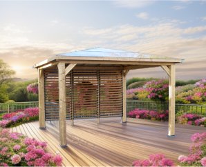 Kit pergola en bois Blueterm 1 paroi 3,50 x 3,50 m – HABRITA