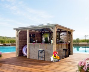 Pergola jardin avec comptoirs intégrés 3,50 x 3,50 m – HABRITA
