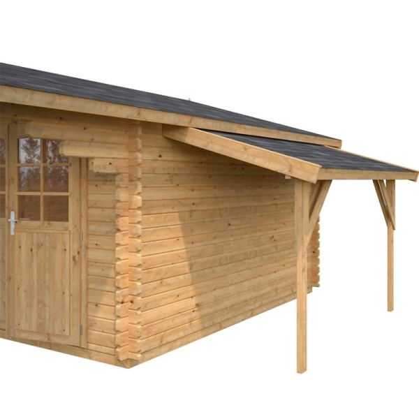 Auvent bûcher 1,44 x 2,90 m - Traité marron