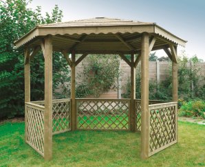Kiosque pour jardin en bois traité autoclave 3,148 x 2,768 m – SOLID