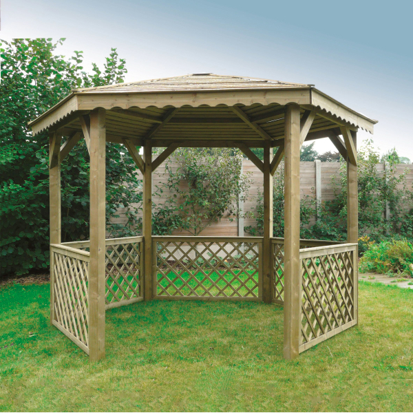 Kiosque pour jardin en bois traité autoclave 3,148 x 2,768 m – SOLID