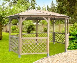 Kiosque pour jardin en bois traité autoclave 4,280 x 3,164 m – SOLID