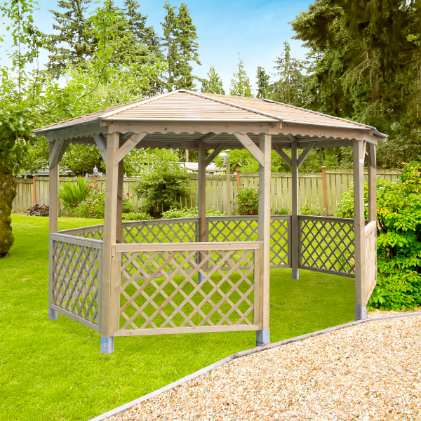 Kiosque pour jardin en bois traité autoclave 4,280 x 3,164 m – SOLID