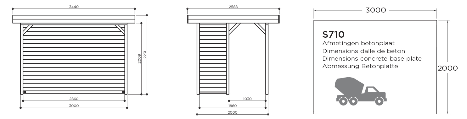 Pavillon en bois traité Regensburg 3 x 2 m – SOLID
