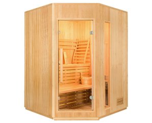 Sauna d'intérieur traditionnel d'angle vapeur ZEN 3-4 places - France Sauna