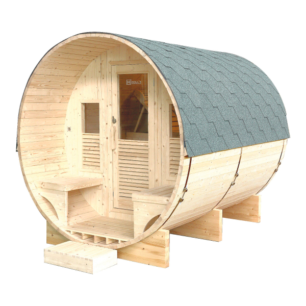 Sauna d'extérieur tonneau traditionnel vapeur Gaïa Luna 3 places - Holl's