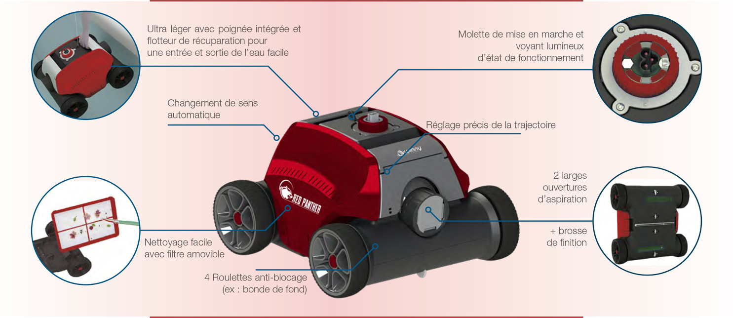 Robot pour piscine électrique sans fil Red Panther de Poolex