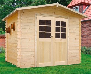 Abri de jardin en bois AMBERG | 298 x 248 cm | Bois brut | 19 mm d'épaisseur