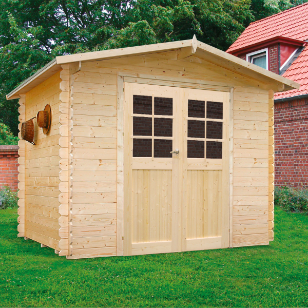 Abri de jardin en bois AMBERG | 298 x 248 cm | Bois brut | 19 mm d'épaisseur