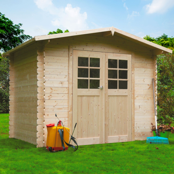 Abri de jardin en bois DRESDEN | 248 x 198 cm | Bois brut | 19 mm d'épaisseur