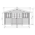 Abri de jardin en bois DOLE | 388 x 298 cm | Bois brut ou autoclave | 28 mm d'épaisseur