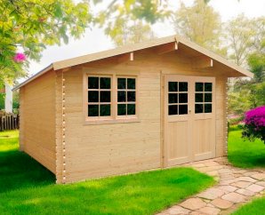 Abri de jardin en bois VISP | 418 x 298 cm | Bois brut | 28 mm d'épaisseur