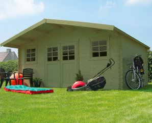 Abri de jardin en bois MONTREUX | 508 x 508 cm | Bois autoclave | 28 mm d'épaisseur