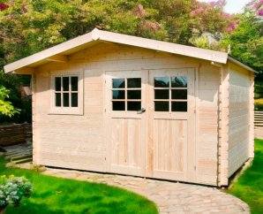 Abri de jardin en bois SALZBURG | 388 x 298 cm | Bois brut | 34 mm d'épaisseur