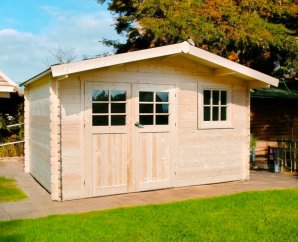 Abri de jardin en bois LINZ | 388 x 388 cm | Bois brut | 34 mm d'épaisseur