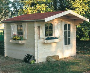 Abri de jardin en bois SERVOZ | 298 x 298 cm | Bois brut | 40 mm d'épaisseur