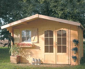 Abri de jardin en bois MORZINE | 388 x 328 cm | Bois brut | 40 mm d'épaisseur