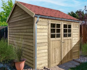 Abri de jardin en bois ANNEUX | 296 x 296 cm | Bois autoclave | 19 mm d'épaisseur