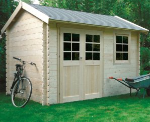 Abri de jardin en bois ARLES | 358 x 238 cm | Bois brut | 28 mm d'épaisseur