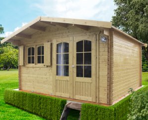 Abri de jardin en bois TIGNES | 418 x 388 cm | Bois brut | 40 mm d'épaisseur