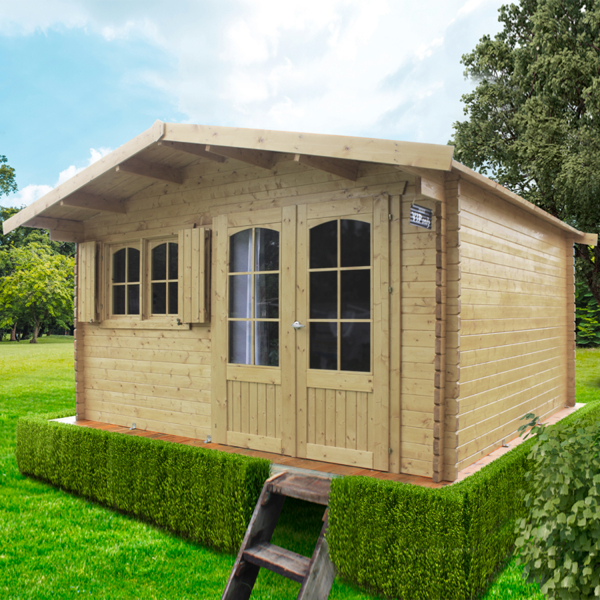 Abri de jardin en bois TIGNES | 418 x 388 cm | Bois brut | 40 mm d'épaisseur