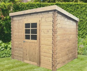 Abri de jardin en bois PASSAU | 198 x 198 cm | Bois brut | 19 mm d'épaisseur