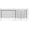 Abri de jardin en bois ROHAN | 298 x 298 + Auvent 364cm | Bois brut ou autoclave | 28 mm d'épaisseur