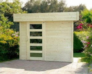 Abri de jardin en bois BERGEN | 243 x 205 cm | Bois brut | 28 mm d'épaisseur