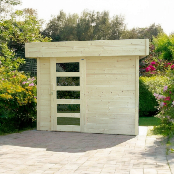 Abri de jardin en bois BERGEN | 243 x 205 cm | Bois brut | 28 mm d'épaisseur