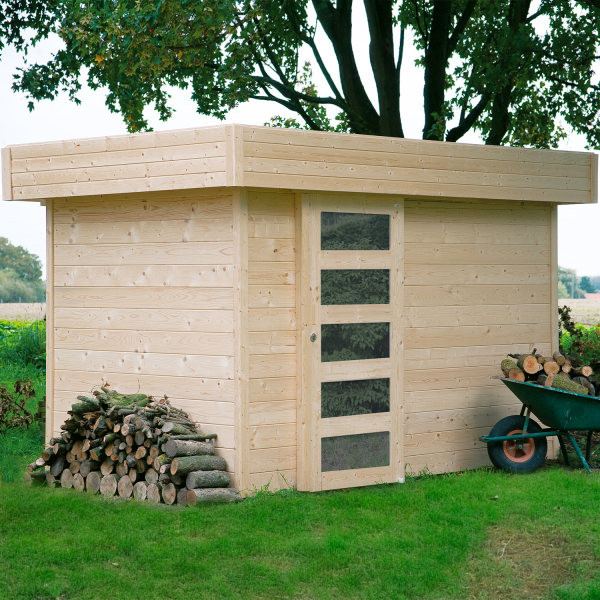 Abri de jardin en bois OSLO | 303 x 205 cm | Bois brut | 28 mm d'épaisseur