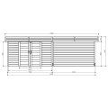 Abri de jardin en bois ARHUS | 333 x 245 + Auvent 332cm | Bois brut ou autoclave | 28 mm d'épaisseur