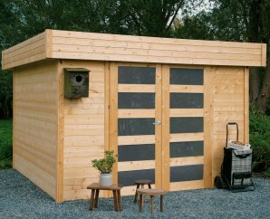 Abri de jardin en bois ODENSE | 303 x 303 cm | Bois brut | 28 mm d'épaisseur