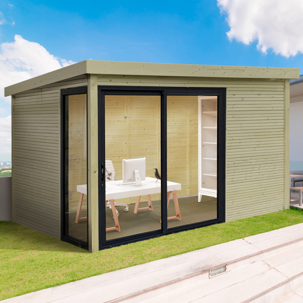 Abri de jardin en bois SEDA | 303 x 303 cm | Bois autoclave | 28 mm d'épaisseur