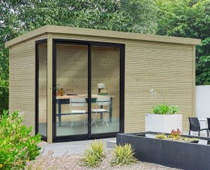 Abri de jardin en bois FARO | 403 x 303 cm | Bois autoclave | 28 mm d'épaisseur