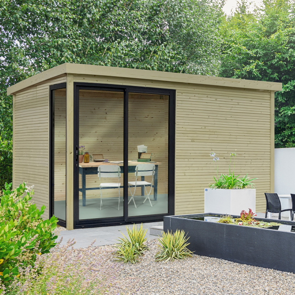Abri de jardin en bois FARO | 403 x 303 cm | Bois autoclave | 28 mm d'épaisseur