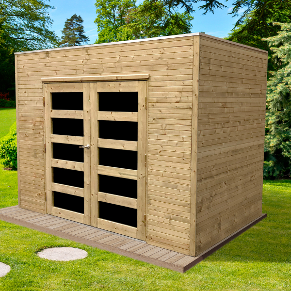 Abri de jardin en bois CAPRI | 298 x 198 cm | Bois autoclave | 19 mm d'épaisseur