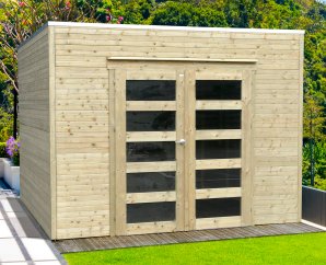 Abri de jardin en bois BARI | 298 x 290 cm | Bois autoclave | 19 mm d'épaisseur