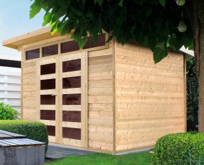 Abri de jardin en bois VERONA | 303 x 243 cm | Bois brut | 28 mm d'épaisseur